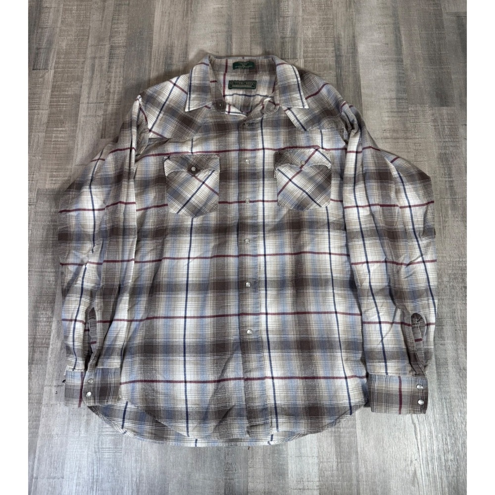 Vintage Levis Sutter Creek Mens XL Western Flannel Pearl Snap Plaid Shirt